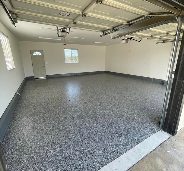 Epoxy flake coating on a residential garage floor